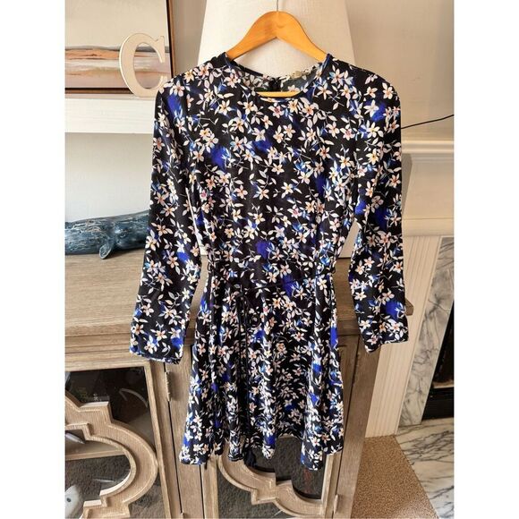 Shoshanna Silk Abstract Print Dress in Blue and Black Size 4 - Picture 1 of 10